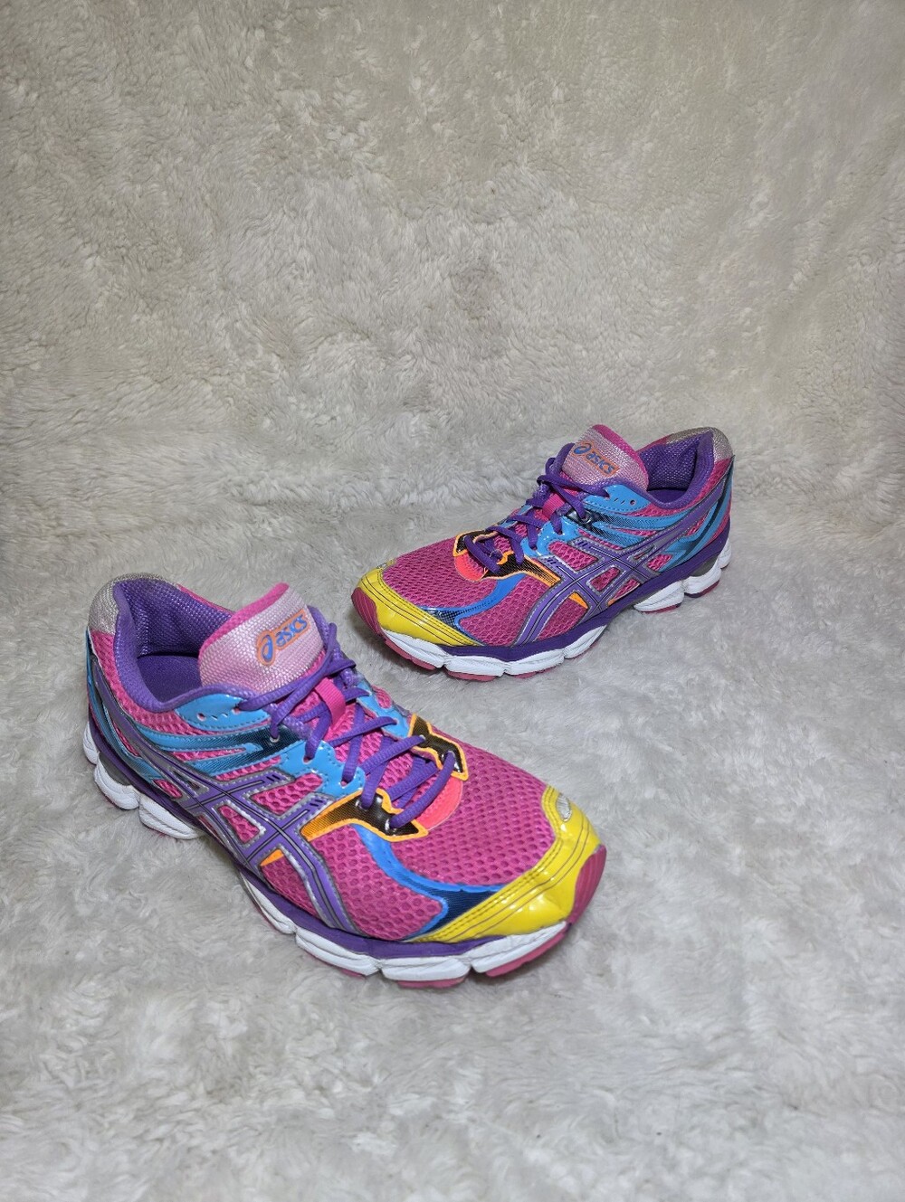 ASICS GEL-Cumulus 14 Neon Pink Purple Running Shoes Women's Size 11 Like New Y2K